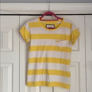 Yellow and White Striped Abercrombie and Fitch Tee